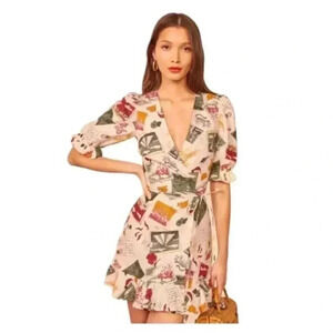 Reformation Carmelo Mini Wrap Dress Vacaciones Size XL